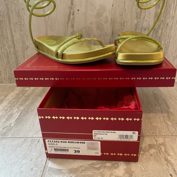 Rene Caovilla Limecicle Strass Green Satin Gisele - Picture 5 of 7